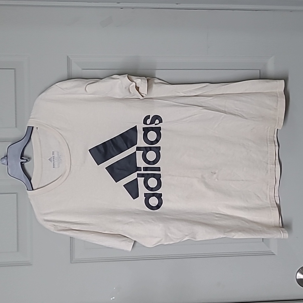 🩴Adidas Unisex Amplifier Tee Cream Front Logo Crewneck Short Sleeves Large